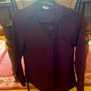 Maroon button-down blouse from express size extra small